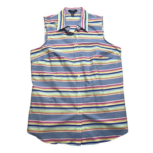 Chaps Tops - Chaps Women Pastel Sleeveless Collar Button Down Top Size L
